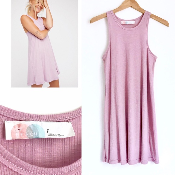 Free People Dresses & Skirts - FREE PEOPLE LAVENDER LA NITE RIBBED MINI DRESS